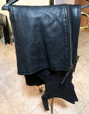 Men's Leather Motorcycle Chaps w/ Snap-Out Thermal Liner