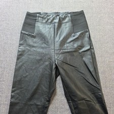 A New Day Black Faux Leather Ankle Leggings Women's Size M Elastic Waist Solid