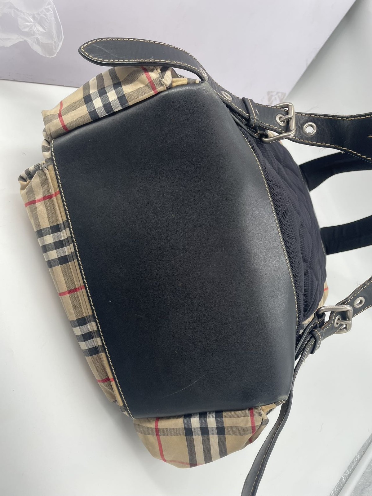 Burberry Large Checkered Canvas Backpack Authentic - image 7