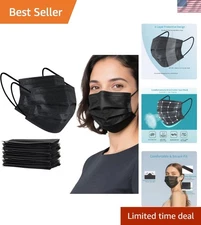 Stylish 100 Pack Black 3 Ply Disposable Masks for Adults - Comfort & Protection