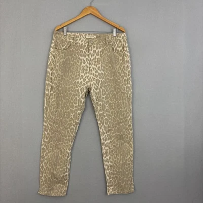 Vine Apparel Jeans Womens 16 Beige Tapered Animal Print Leopard Stretch Casual - image 1 of 4