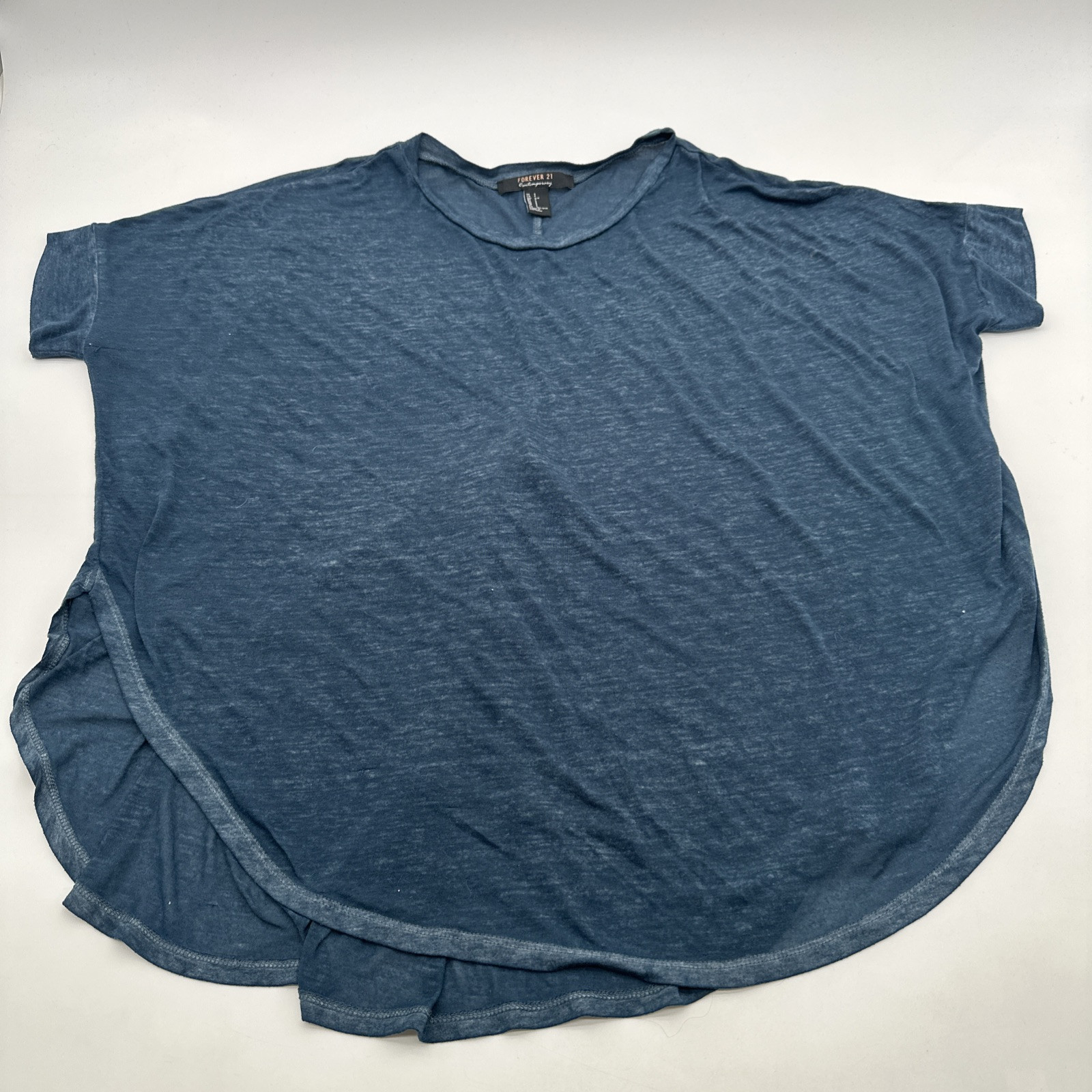 Forever 21 Contemporary T-shirt Women S Blue Solid…#24165