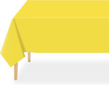 Yellow Plastic Table Cloth Disposable 3 Pack, 54 x 108 Inch Tablecloths for Birt