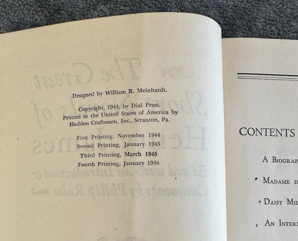 Great Short Novels of Henry James 1946 Dial Press Fourth Printing Vintage HC Foto 4 de 4