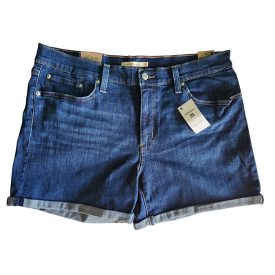 Levis Womens Mid Rise Stretch Cuffed Mid Length Denim Shorts Size 16/ W 33  NWT