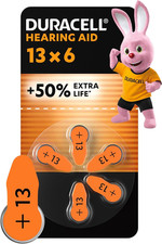 Duracell Size 13 Hearing Aids Batteries (Pack of 6) +50% Extra Life