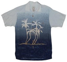 Vintage Luau Short Sleeve Button Up Hawaiian Shirt Men's Medium Palm Trees