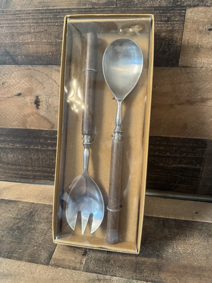 New Pottery BARN WOOD HANDLES Wood Servers serving Set - Image 2 of 4