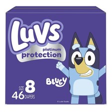 Luvs Platinum Protection Bluey Edition, Disposable Baby Diapers Size 8, 46 Count