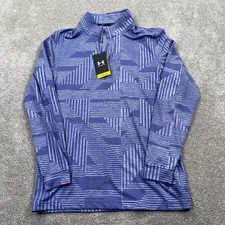 Under Armour Mens Starlight Playoff 3.0 Geometrix 1/4 Zip Golf Pullover Blue SM