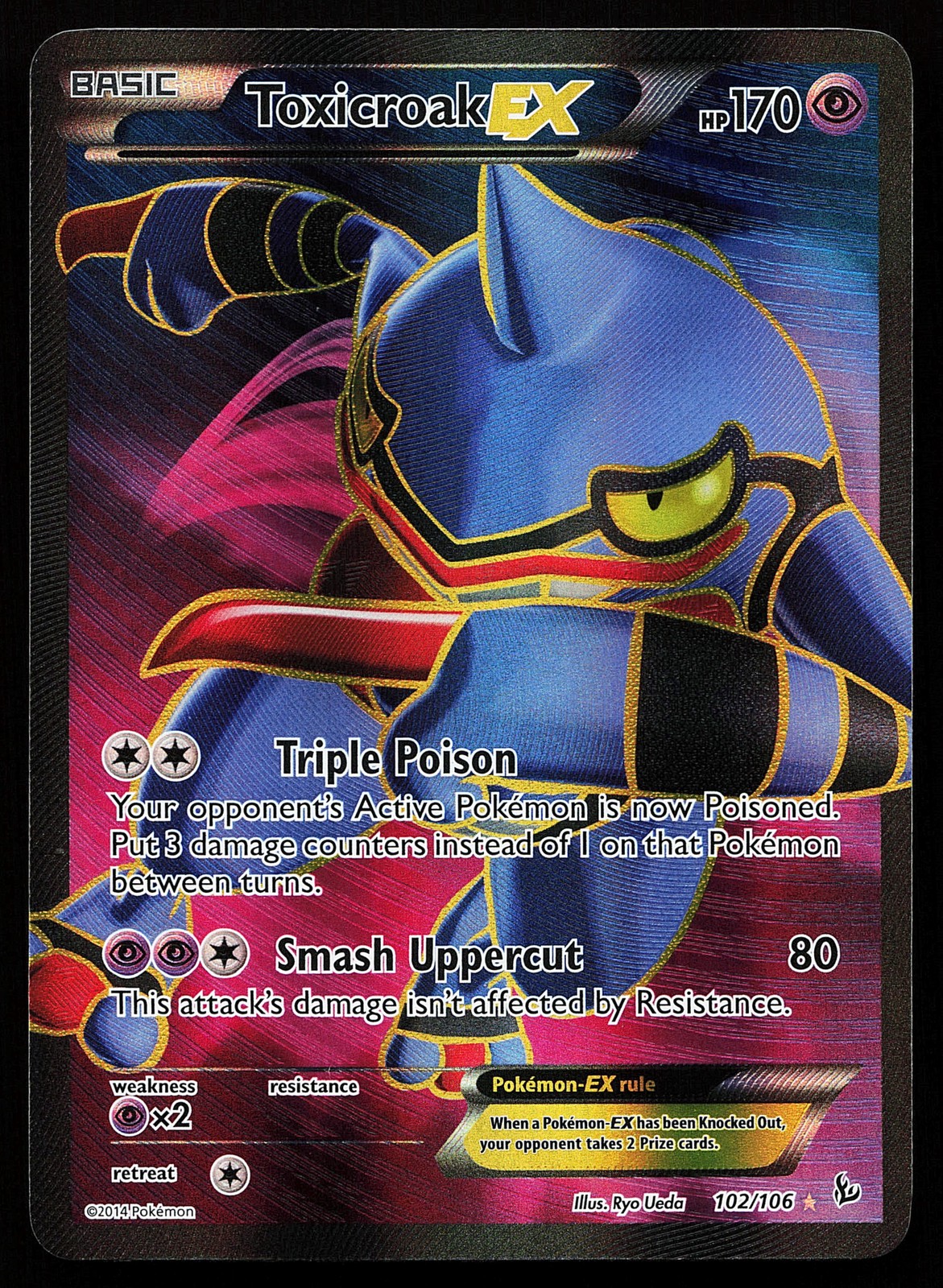 Toxicroak EX 102/106 Holo Full Art XY Flashfire Pokémon Card