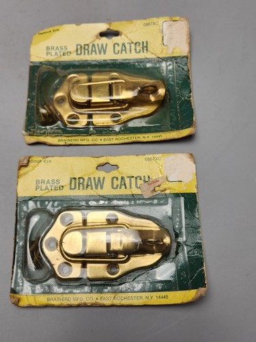 2 Pack Brainerd Brass Plated Draw Catch Latch with Padlock Eye NOS 0867XC Carded