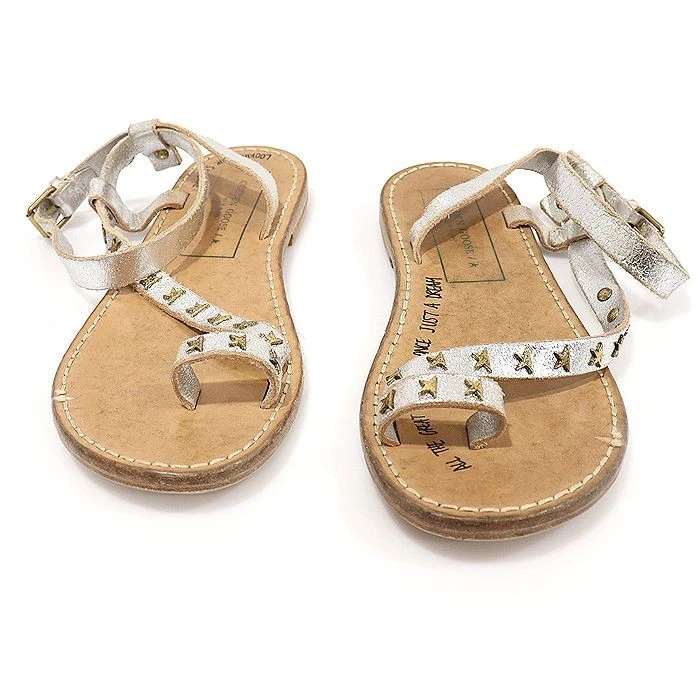 GOLDEN GOOSE Sandali donna Gol Goose in pelle laminata argento metallizzato cinturino Janis 39