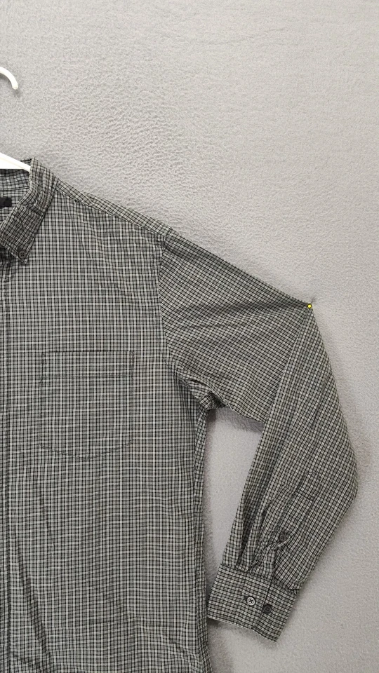 Camisa a Cuadros Uniqlo Hombres Cuello Gris Medio Manga Larga Con Botones Calce Informal Foto 3 de 4