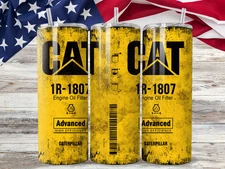 20oz CAT Oil Filter Skinny Tumbler | Caterpillar Style Stainless Steel Cup Gift