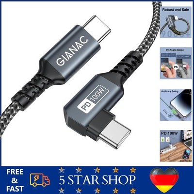 100W USB C Kabel 3M Schnellladekabel 90 Grad Typ C Ladekabel