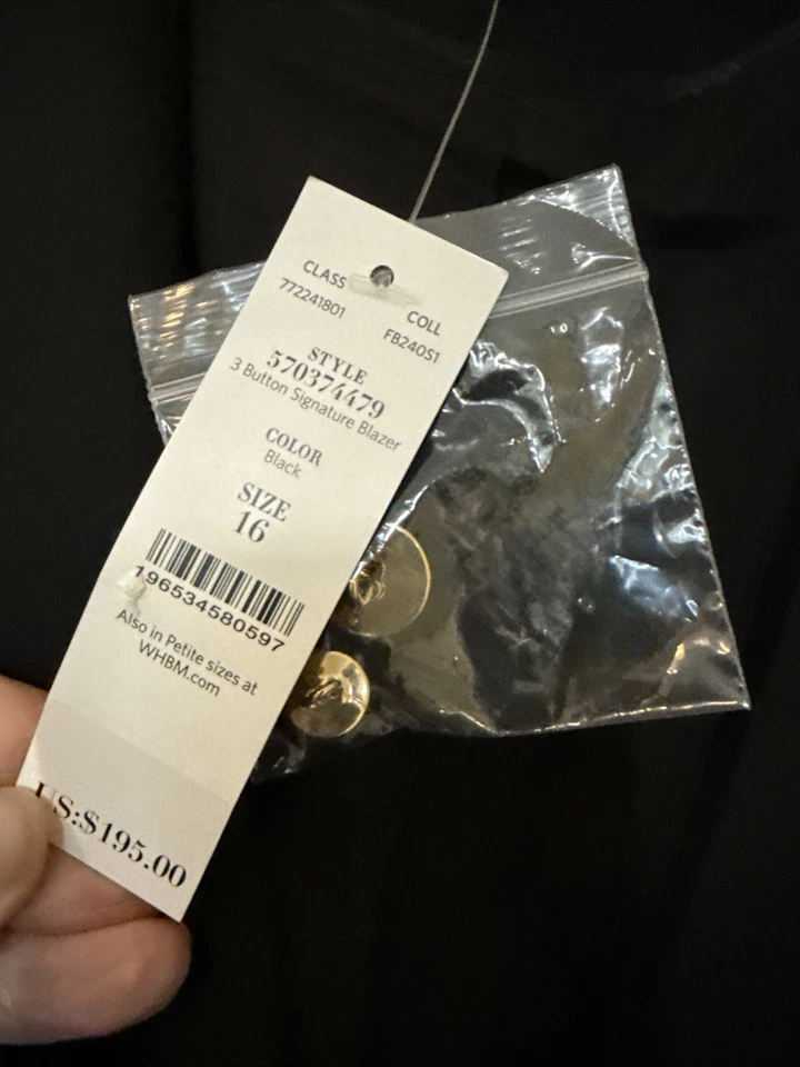 Blazer de tres botones WHBM Signature 16 nuevo con etiquetas Foto 3 de 3