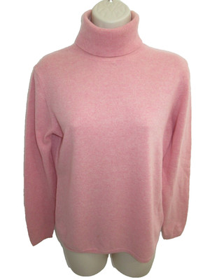 Sutton Studio 100% Cashmere Pink Turtleneck Regular Size L May fit M