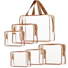 6pcs Clear Cosmetic Bags, TSA Approved Toiletry Bag Set Crystal Clear Travel ...
