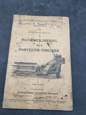 Vintage McCormick-Deering No. 8 Harvester Thresher Owners Manual