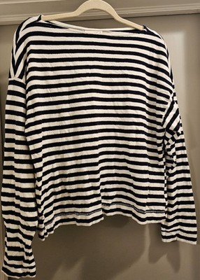 Universal Thread Women's Navy Blue Stripe Long Sleeve Shirt Size Large NWOT