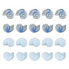 20 Pcs 8mm Sea Snail Shell Porcelain Beads, Blue Green/Light Blue