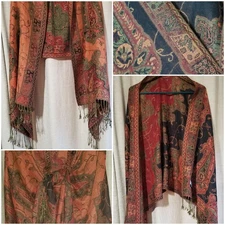 Pashmina Large Floral Shawl/Wrap/Scarf Fall Colors