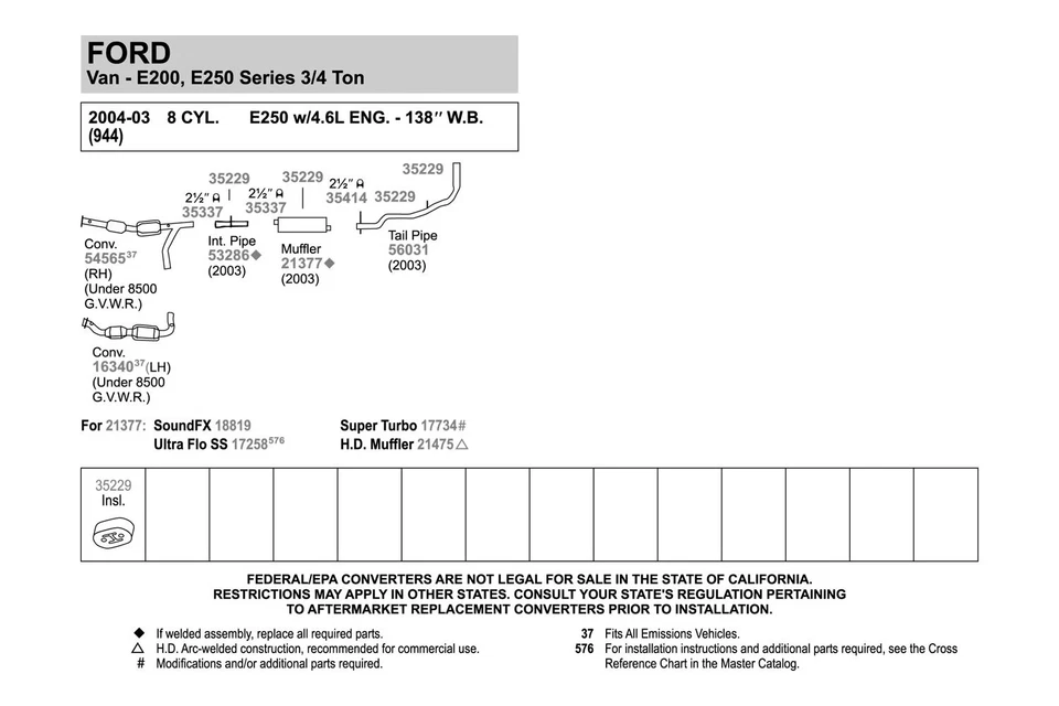 For Ford E-250 2003 Walker 53286 Aluminized Steel Exhaust Intermediate Pipe Foto 4 de 4