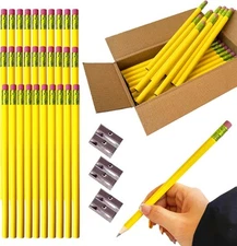 30 Pcs Jumbo Pencils and 3 Pieces 1 Count (Pack of 30), Yellow 