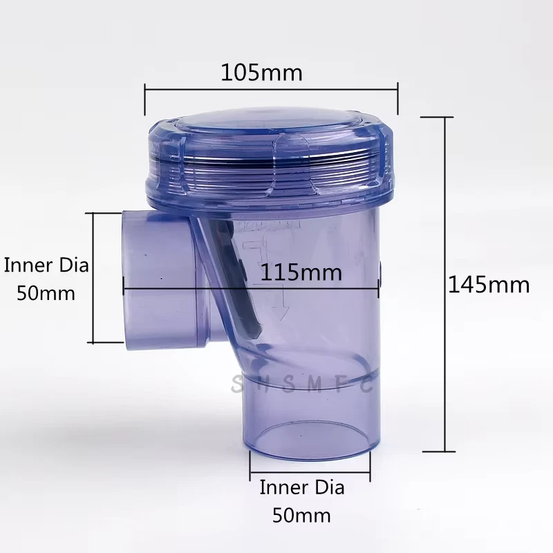 1Pc 50Mm UPVC Transparent Check Valve Garden Irrigation Angle Non-Return Valve A
