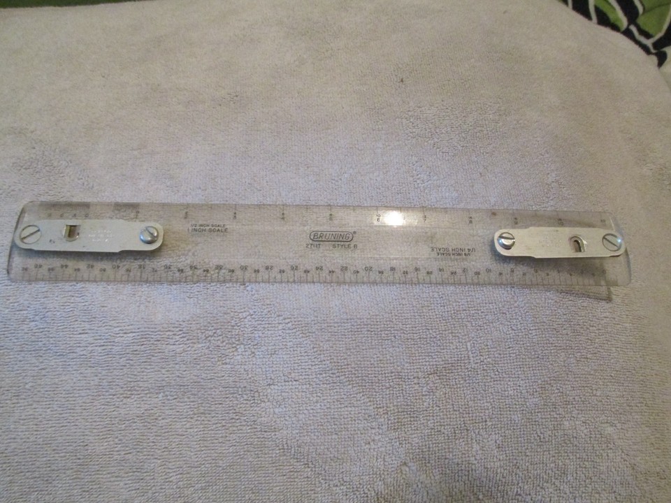 A genuine pre-calculator engineering artifact — this 12" Bruning architect's slide rule is the kind of analog computing tool that makes engineers and designers do a double-take.
