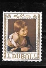 DUBAI 1967 CHILD PAINTING MURILLO MNH XF OLD COMMEMORATIVE TOPICAL SINGLE STAMP