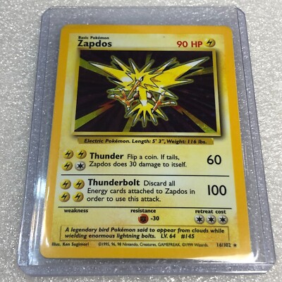 Pokemon Card - Zapdos 16/102 - Base Set - Holo Rare - Near Mint
