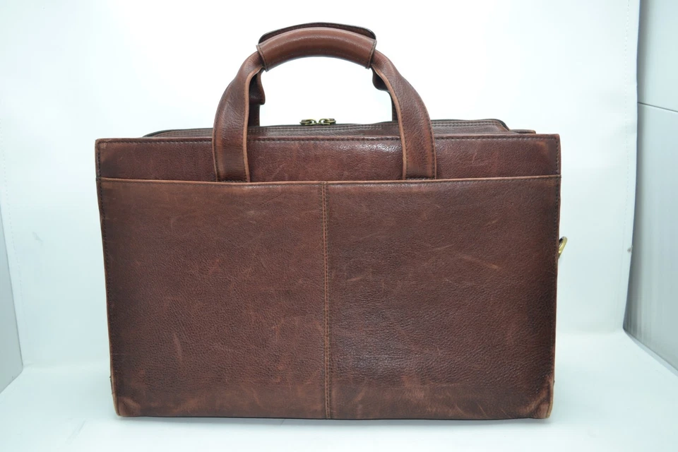 Dr. Maletín Bolso Mensajero Marrón Bolso de Mano Cuero Cremallera Bolsillo Asa Maletín Foto 3 de 4