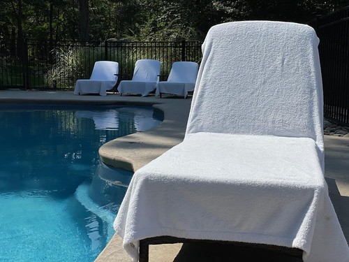 Large Luxury Chaise Pool Lounge Chair Cover Towel Fitted Elastic Pocket Won't - Picture 6 of 9