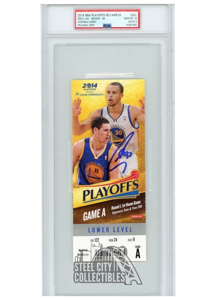 Stephen Curry Autographed Signed 2014 Playoffs Round 1 Game 3 Ticket PSA 10 PSA/DNA 9 