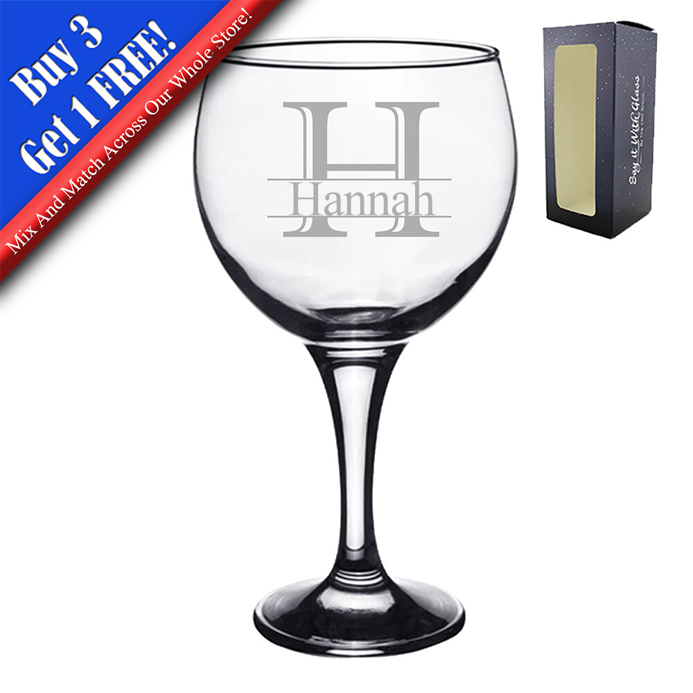 Globo de ginebra clásico grabado personalizado inicial y nombre Personalizar nombre