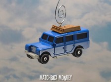 Blue Land Rover Series Gen II Safari Truck Custom Christmas Ornament SUV Adorno