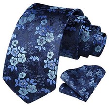 Extra Long Ties for Men Classic Floral Tie and XL, 63 inches length B1-blue