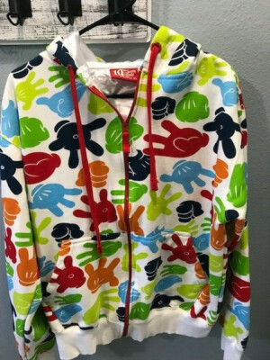Vintage 19 Twenty Eight Disney Hoodie Zip up Jacket Mickey Hands L RARE!!!
