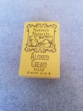 Vintage Nature's Natural Pure Vegetable Oil Soap Bar Almond Cream 3.25 Oz. 