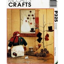 McCalls Sewing Pattern P325 8442 Snowman Quilt Ornaments Crafts Seasonal Decor