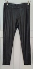 HUE Women's Black Leatherette Leggings, Size Medium