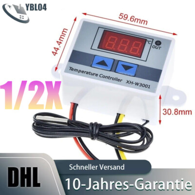 1/2PCS Temperaturregler 12V Digitaler Thermostat XH-W3001 für Heizung Kühlung