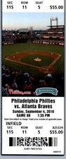 Atlanta Braves vs Philadelphia Phillies 9/4/2016 Ticket Aaron Nola