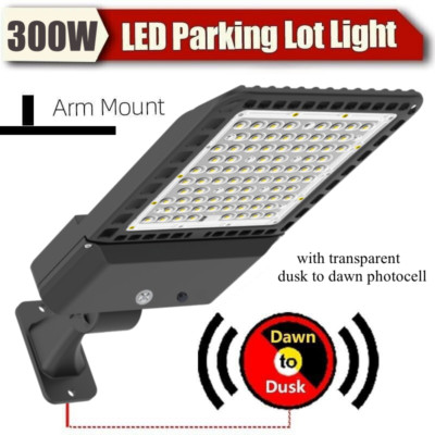 WYZM Lighting LED Shoebox (1000W Equivalent) 300W LED Pole Light with PhotoCell