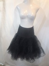 Womens Petticoat, Tutu, Skirt Black Silk Base And Nylon Puffy Outer Shell Sz. 