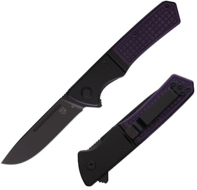 Se7en Plus Lizard Folding Knife 3.5'' Black Finish D2 Tool Steel Blade G10 Handle