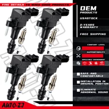 4X Ignition Coil + Spark Plug OEM For Chevy Equinox Buick Saturn GMC D517A UF491