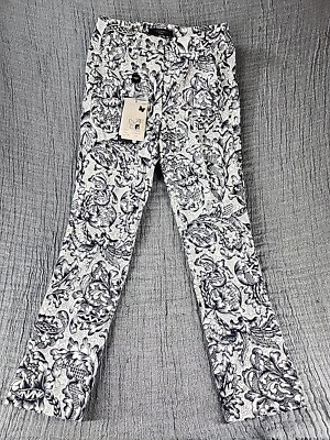 Weekend Max Mara Slim Stretch Cotton Trousers Ivory Size 0 Esule